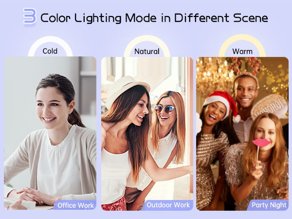 Travel Led Makeup Mirror with 3 Color Lights, Easy to Meet Various Makeup Needs