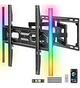 PERLESMITH Full Motion TV Wall Mount with LED Lights for 32-65 Inch TVs, Pre-Assembled TV Mount U...