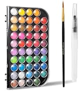 Watercolor Paint Set,48 Colors Non-toxic Watercolor Paint with a Brush Refillable a Water Brush P...