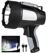 LBE Rechargeable Spotlight Outdoor, 900,000 Lumens Led Spotlight Flashlight with Cob Light and Fo...
