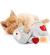 ALL FOR PAWS Heartbeat Cat Plush Toy – Calming Kitten Companion with Realistic Heartbeat, Anxiety...