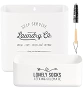 Monjita Magnetic Lint Bin for Laundry Room Set, Large & Small Lint Trash Can with brush, Farmhous...