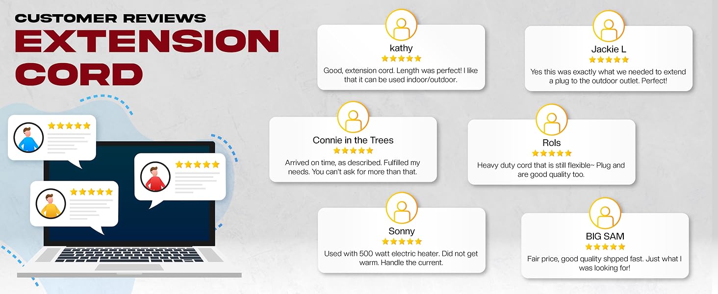 extension cords ul listed heavy duty black 3 prong