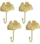 MOROBOR Decorative Leaves Iron Hooks,4pcs Ginkgo Leaf Shape Wall Mounted Hooks Modern Key Holder ...