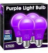 Briignite Halloween Light Bulbs Purple,4 Pack Dusk to Dawn,Outdoor Indoor | Purple LED Bulbs 4 Pa...