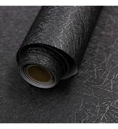 Black Peel and Stick Wallpaper for Textured Wall Embossed Contact Paper | Upgrade 60% Stickiness ...