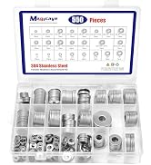 Fender Washers, 550 Pcs SAE and Metric Flat Washers Assortment Kit, Stainless Steel Washers for S...
