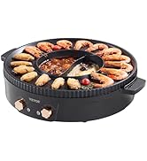 VEVOR Hot Pot with Grill, 1800W 2-in-1 Electric Smokeless Grill and Hot Pot, Korean BBQ Shabu Sha...