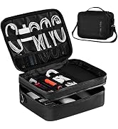 Large Electronic Organizer Travel Case, Cable Organizer Bag with Shoulder Strap & Hidden Pocket, ...