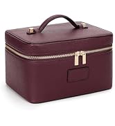 HiTotes Makeup Bag Large Vanity Case for Women Travel Cosmetic Bag Makeup Case Organizer Leather ...
