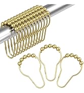 Gold Shower Curtain Hooks, Amazer Shower Curtain Rings Hooks, 12 Pcs Stainless Steel Shower Hooks...