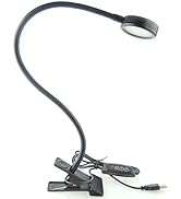 QUANS Dimmable Clip on Clamp LED Gooseneck Desk Light Lamp, Clip-on 3 Color Changeable Reading Li...