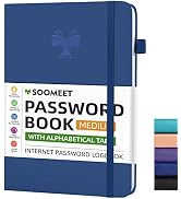 Soomeet Password Book with Alphabetical Tabs, Hardcover Password Keeper, A5 Size 8.3