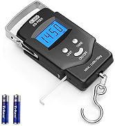 Dr.meter Fish Scale - PS01 110lb/50kg Backlit LCD Display Digital Scale with Built-in Measuring T...