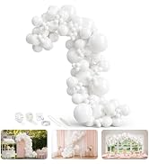 Bezente 8FT White Balloon Garland Arch Kit for Backdrop & Wall, 103pcs White Latex Balloons Diffe...
