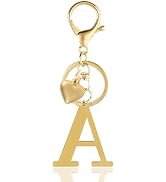 ANHBKAR Metal Heart Alphabet Keychain for Women, Girls - Cute Initial Letter Accessories for Purs...