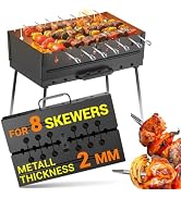 Charcoal Grill for 8 Skewers Portable Barbecue 16.9"×11.8"×16.9" Kabob Camp Grills - Foldable Met...