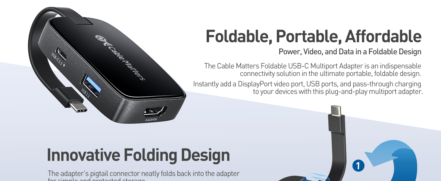 Cable Matters Portable USB C Hub HDMI 4K 60Hz 100W Power Delivery