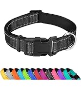 PWOD Reflective Dog Collar, Adjustable Soft Neoprene Padded Nylon Pet Collars with Buckle for Lar...