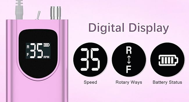 digital nail drill with display, electric nail file with screen