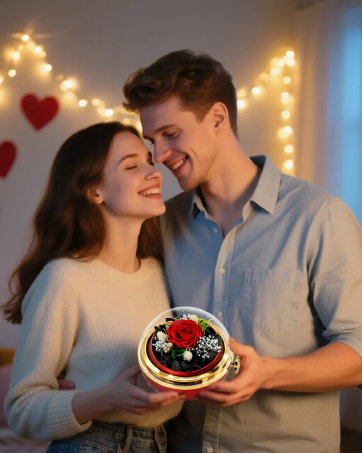 preserved flowers with necklace