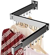 JAUREE Clothes Drying Rack Wall Mounted, Laundry Drying Rack Collapsible, Space Saving Wall Dryin...