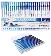 OfficeGoods Blue Gel Pens + Refills - 24 Premium Colors - Fast Drying & Smudge Free - Nature, Lan...