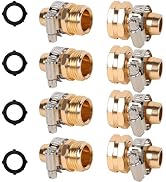 Triumpeek 4 Sets Garden Hose Repair Connector with Clamps, Aluminum Water Hose End Replacement Fi...