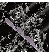BAYYA Extra Wide Marble Granite Peel and Stick Wallpaper Black White 31.5x157inch Glossy Dark Cou...