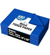 480 Sheets Bulk Dark Blue Tissue Paper - 15" x 20" Packing Paper Sheets for Moving - 10lb Wrappin...