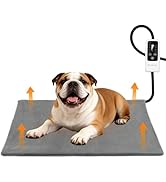 BECEMURU Pet Heating Pad for Dogs & Cats, 30"x18" Waterproof Heated Bed with 6-Temp & Timer, Chew...