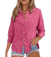 Astylish Women Striped Button Down Tops Cute Shirts V Neck Casual Blouse Long Sleeve Top 2025 Fal...