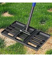 Rake, Lawn Leveling Rake, 5 FT Lawn Leveler with 17 x 10 Small Rakes Head for Smooth Garss Soil D...