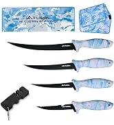 FLISSA 4PCS Fillet Knife Set with Portable Roll Bag | With 5"/6"/7"/9" Fillet Knives, Knife Sharp...