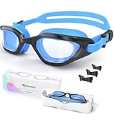 Kids Swim Goggles in Dual-Tone, Adjustable Nose Pads & Soft Silicone for Leak-proof(6-14), Clear ...