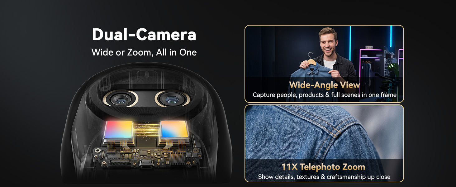 EMEET Piko Dual-Camera 4K Webcam for Streaming combines a wide-angle camera and telephoto camera