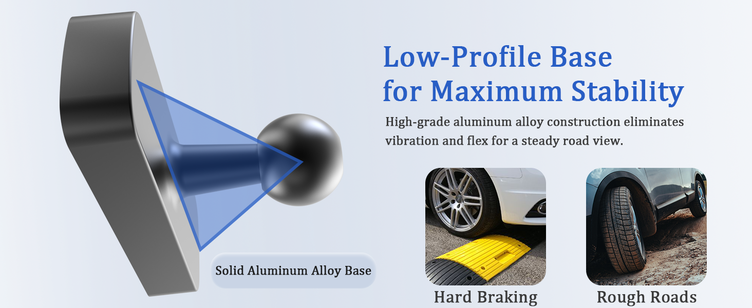 Heavy duty magnetic tablet mount for trucks, anti-shake aluminum alloy dash holder.