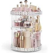 Rotating Makeup Organizer,DIY 8 Adjustable Layers Spinning Skincare Organizer, Cosmetic Display C...