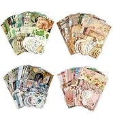 Diuhofart 400Pcs Vintage Scrapbook Supplies Kit, Scrapbook Paper and Journaling Stickers Set, 4Pa...