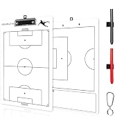 HIGHRAZON Soccer Coaches Clipboard, White Double-Sided Dry Erase Coach Clipboard, Soccer Whiteboa...