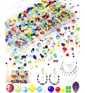 1076PCS FIVEIZERO Glass Beads for Jewelry Making, Assorted Colorful Rainbow Craft Crystal Beads, ...