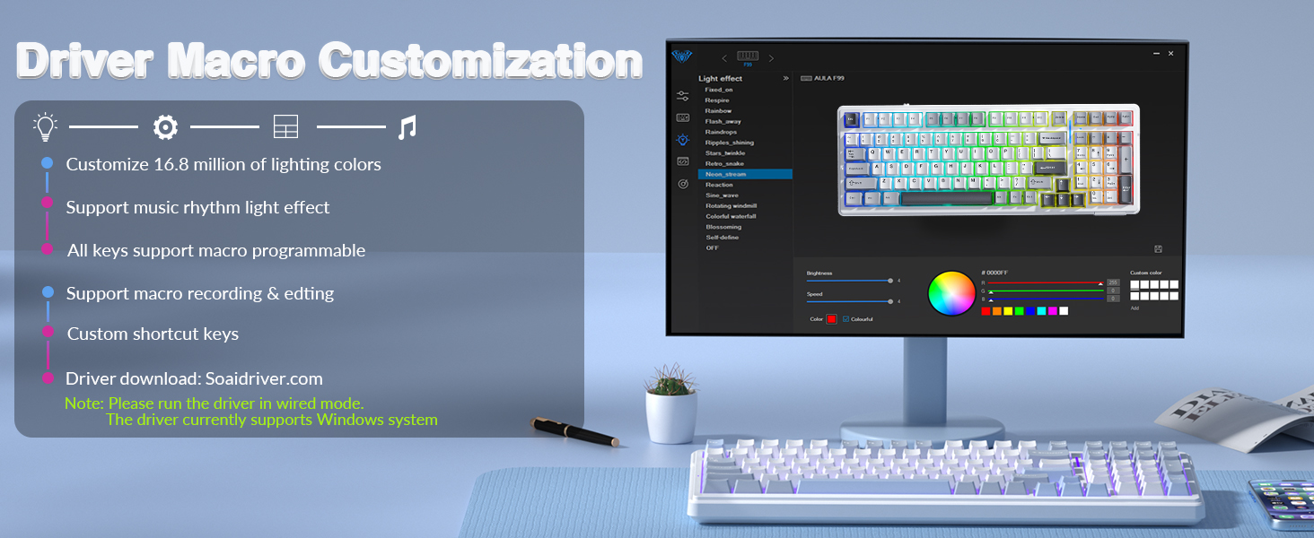 wireless mechanical keyboard gaming keyboard silent keyboard quiet keyboard programmable