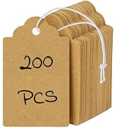Uniclife 200 Pcs Kraft Price Tags with Elastic String Attached Writable Brown Kraft Paper Tags Ha...