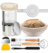 Sourdough Starter Kit, 9'' Round Banneton Proofing Basket, 36oz Sourdough Starter Jar, Bread Lame...