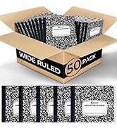 Rosmonde 50 Pack Composition Notebooks Bulk, Wide Ruled Composition Notebook, 200 Pages (100 Shee...