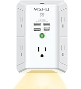 5-Outlet Surge Protector Power Strip with Night Light, YISHU Outlet Extender with 4 USB Ports(3U1...