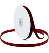 Burgundy Velvet Ribbon for Gift Wrapping, 3/8 inch x 10 Yards Single Face Vintage Wine Red Velvet...