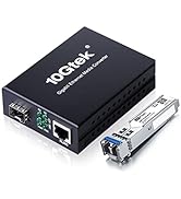 Fiber to Ethernet Media Converter, Gigabit Single Mode SFP LC Converter, 1000Base-LX to 10/100/10...