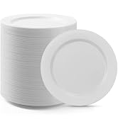 Bestluck 100PCS 10.25inch White Plastic Dinner Plates, Premium Hard Disposable Plates for Parties...