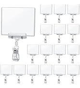 Mlici Clear Rotating Sign Holder with Clip, 16 PC Sign Clips POP Swivel Sign Holding Clamp for Re...